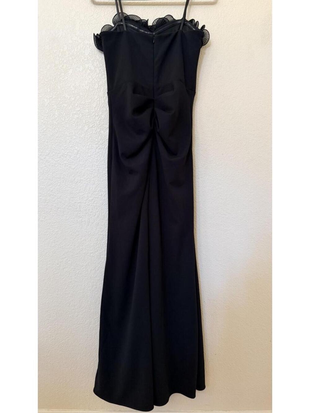 New Xscape KIMBERLY SCUBA CREPE CHIFFON RUFFLE STRAPLESS FLOOR LENGTH DRESS Sz 6 - Picture 8 of 11